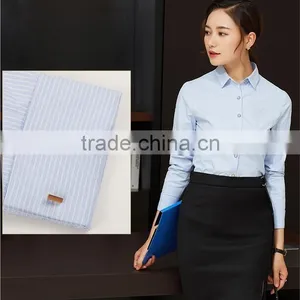 2017 Latest Women Fashion Long Sleeve Blue Shirt Ladies Office Formal Shirt thumbnail-6