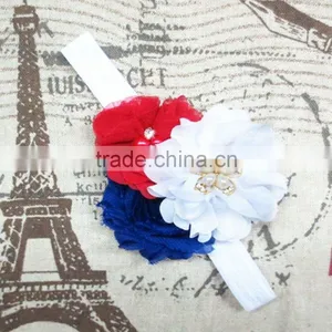 Boutique Tripple Shabby Chiffon Flower Toddler Head Bands In Stock, Girl Baby Hair Accessories thumbnail-3