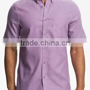 100% High Quality Cotton Lavender Plain Dyed Casual Design Shirts thumbnail-1