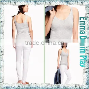 Top Style Simple Design High Quality Grey Fabric Slim Fitness Womens No Sleeves Tank T-Shirts thumbnail-5