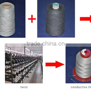 Carbon Stainless Steel Silver Coated Conductive Sewing Thread thumbnail-3