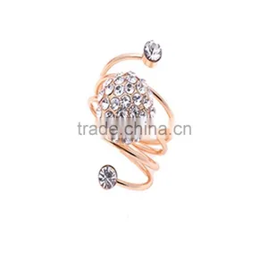 Gold-plated Rhinestone Five Point Star Finger Spiral Ring thumbnail-1