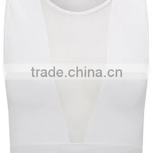 Moisture Wicking Mesh Insert White Nylon Spandex Women Wholesale Sports Bra thumbnail-2