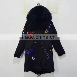 New Fashion Black Long Britain Beading Faux Fur Coat for Men thumbnail-1