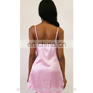 Buttery Soft Adjustable Straps Flattering Slit Lace Satin Chemise Woman Sleepwear thumbnail-4
