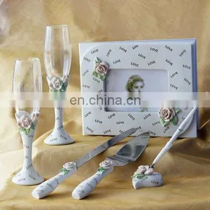 Exquisite Rose Design Resin Guest Book Set Wedding Table Decoration thumbnail-1