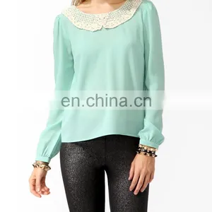 CHEFON Elegant Fashionable Lace Collar New Fashion Design Only Ladies Blouse Design Image thumbnail-1