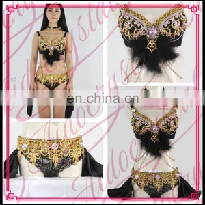 Aidocrystal New Fashion Handmade Belly Dance Black Sequins Performance Bra thumbnail-1