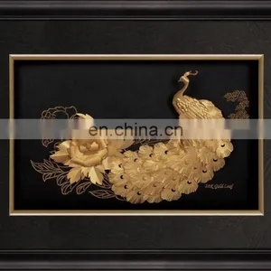 HOT Selling Beautiful Designed Peafowl 3D Gold Foil Frame Picture Great for Home Decoration or Gift thumbnail-1