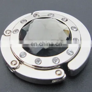 Promotional Wholesale Fashion Table Top Foldable Purse Bag Hanger /Bag Holder /Bag Hook Round Rhinestone Hook thumbnail-1