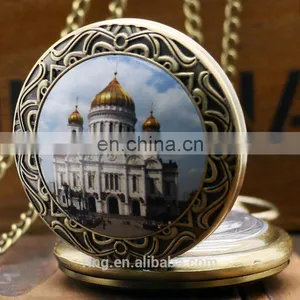 Classical Pocket Watch New Design Taj Mahal Pattern Chain Watch thumbnail-4