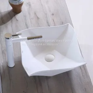Latest Design Bathroom Ceramics Art Oval Wash Basin Outdoor Low Price Counter Top Popular Special no Hole Sink for Sale thumbnail-3