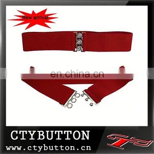 Red Simple Design With Three Holes Buckle Elastic Belts for Kids thumbnail-1