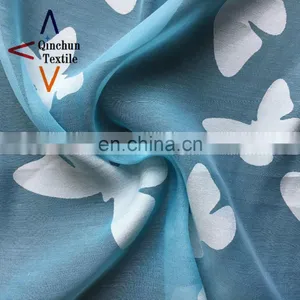 Bule Butterfly Burnout Organza Fabric for Dress Materials thumbnail-2
