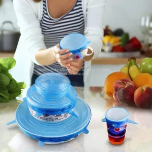 6pcs Reusable Silicon Stretch Lids Universal Lid Silicone Food Wrap Bowl Pot Lid Silicone Cover Pan Cooking Kitchen Stoppers thumbnail-5