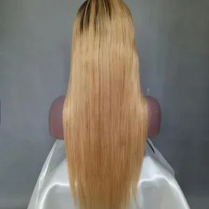 100% Virgin Remy Brazilian 10-26inch Straight 1b 27 Ombre Human Hair Wigs for Black Women Lace Front thumbnail-1