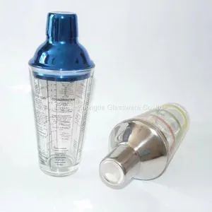 Wholesale Classic Barware Modern Glass Recipe Cocktail Boston Shaker Wine Stainless Steel Bartender thumbnail-2