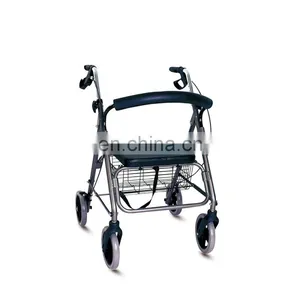 China Aluminum Folding Walking Aid Rollator Walker With Shopping Bag and Basket thumbnail-1