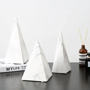 Water Transfer Printing Pyramid Figure Marble Triangular White Home Art Decoration thumbnail-1