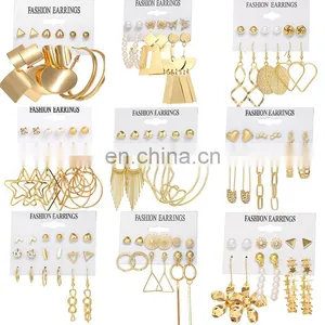 European and American Cross Border New Set Earrings Cool Wind Geometric Disc Earrings Female Irregular Metal 6-Piece Earrings thumbnail-4