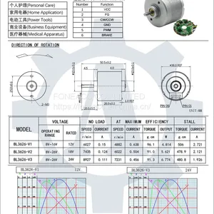 BL3626 36 mm Small Inner Rotor Brushless dc Electric Motor thumbnail-2