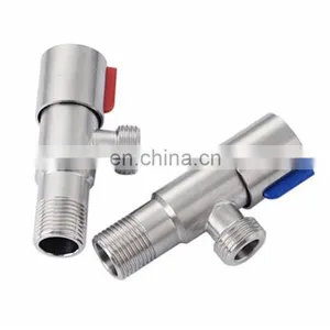 Stainless Steel 1/2 Brass Seat ms 3 Ways Ball Faucet Globe Stop Angle Valve for Hot Water Cold Water thumbnail-5