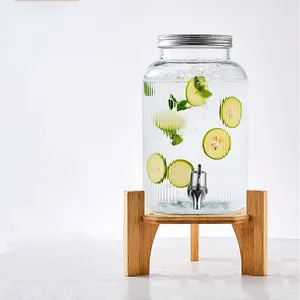 Large-Cap Glass Dispenser With Spigot! Thick Glass, Sleek Spigot for Easy Pour. Holds Drinks, Fruit Design—ideal for Parties. thumbnail-3