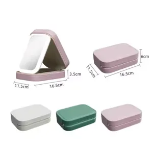Portable LED Lighted Makeup Mirror With Multi-Functional Rechargeable Cosmetics Storage Case thumbnail-5