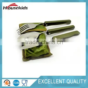 Outdoor Camping Tableware Stainless Steel Folding Fork Knife Spoon Sets Picnic thumbnail-3