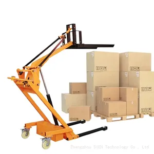 Portable Electric 500Kg 700Kg Folding Lift Load Warehouse Stacker Crank Arm Hydraulic Forklift Trucks thumbnail-1
