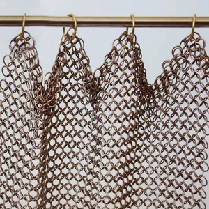 High Quality Color Soft Woven Decorative Metal Chain Link Mesh Metal Coil Drapery Mesh Curtain for Wall Decoration thumbnail-5