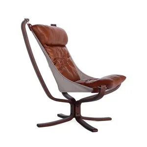 Falcon Chair Vatne Replica Mid-Century Leather Lounge Chair for Home & Hotel thumbnail-3