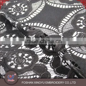 Chinese Factory Custom Pattern American Black Geometric Guipure Lace Water Souble Embroidery Fabric thumbnail-3