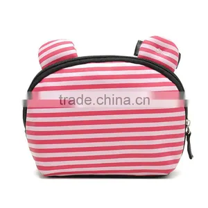 Stock Design Stripe Fringe Lovely Ears Bag Pouch Makeup Cosmetic Bag for Lady Vanity Case 70g thumbnail-1