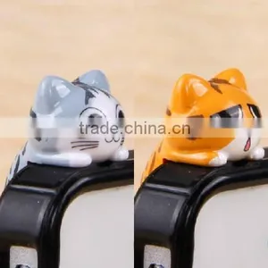 Cute Dust Plug, Customized 3d Cartoon Shape Silicone Earphon Jack Cat Dust Plug for Mobile Accessories thumbnail-1