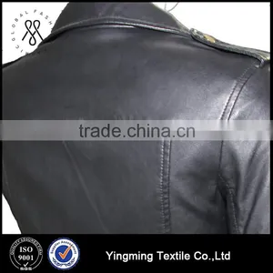 Wholesale Women's Fashion PU Leather Black Jacket thumbnail-5