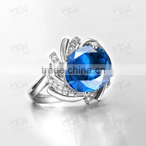 2015 Latest Popular Single Big Blue Neelam Stone Gold Ring Designs for Women Ladies Quality Choice thumbnail-6