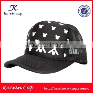 Wholesale Black Printing Curved Bill Trucker Hat thumbnail-1