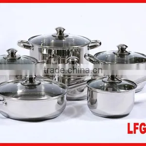 MSF 12pcs Hot Stainless Steel Cookware With Brown Glass Lid thumbnail-1