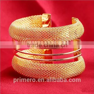 New Hight Quality Gold Wire Mesh Wide Open Cuff Bangle Punk Rock Bracelet Jewelry thumbnail-2