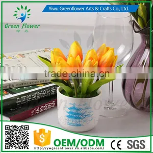 2016 Wholesale Multicolor Latex Artificial PU Flowers Mini Tulip Bonsai Real Touch Bouquet Wedding Bridal Decor Display Flower thumbnail-2