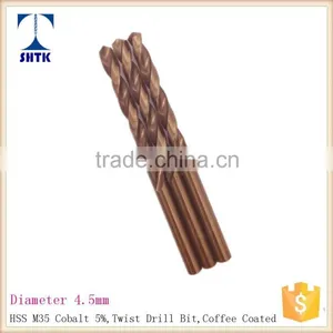 Professional HSS M35 Drill Bit , Dia 4.5mm, Coffee Coated Twist Drill thumbnail-1
