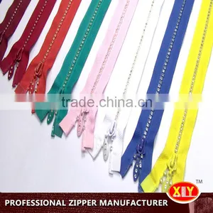 2015 Hot Sale Polyester Tape Plastic Rhinestone Zipper thumbnail-2