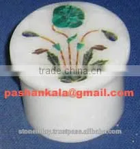 Round Marble Inlay Jewellery Box thumbnail-1