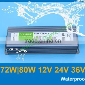 Power Supply 12v dc 72w 6 Amp Waterproof YJP-V08012 RoHS,CE-EMC,CE-LVD,IP67 thumbnail-1