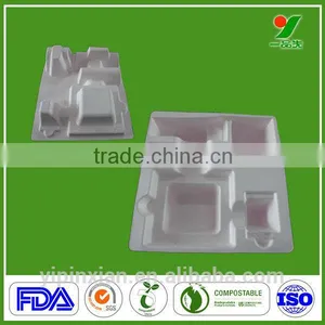 2014 Zhuhai Factory Biodegradable Hamhoo Products Paper Cosmetic Packaging Recyclable Bagasse Molded Paper Pulp Tray Packaging thumbnail-1