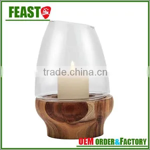 2015 NEW Design Wedding Candle Holder HOT Selling Glass Candle Holder With Wooden Stand thumbnail-4