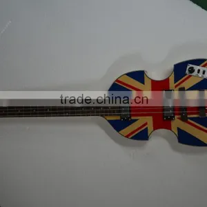 Flamed Maple Top and Back Hofner Bass Guitar BB2 uk Flag Design Top Custom thumbnail-1