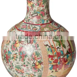 12" Rose Medallion Porcelain Vase,made in Jingdezhen thumbnail-1