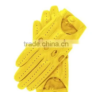 Top Quality Yellow Motorcycle Leather Driving Gloves Supplier thumbnail-1